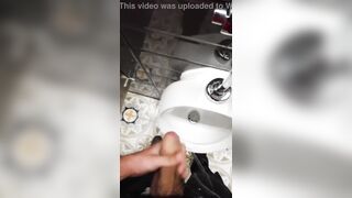 Jerking Off My Big Uncut Cock In Different Public Bathrooms Until I Cum - 9 image