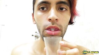 Filling a cup with spit and Jerking off with it until I cum - Camilo Brown - 3 image
