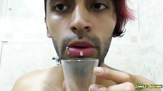 Filling a cup with spit and Jerking off with it until I cum - Camilo Brown - 4 image