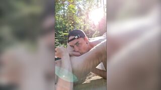 Tony swallow piss and gag on dick in public outdoors. NB! Lots and lots of piss. - 15 image