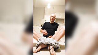 Man jerking cock when sit on floor - 6 image