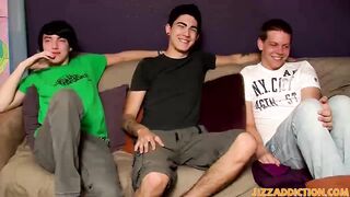Three young man dicksucking and analfucking after interview - 2 image