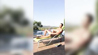 Outdoor Muscle Twink Wank by the Pool - 15 image