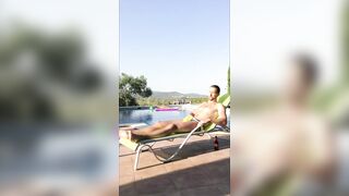 Outdoor Muscle Twink Wank by the Pool - 4 image