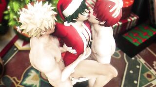 Hero's Christmas Threesome with Santa - Bakugo x Midoriya x Todoroki 3D Animation Parody - 14 image