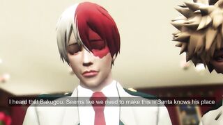 Hero's Christmas Threesome with Santa - Bakugo x Midoriya x Todoroki 3D Animation Parody - 2 image