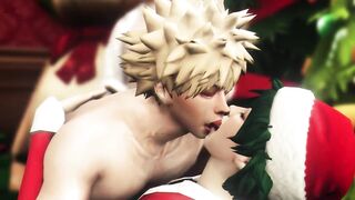 Hero's Christmas Threesome with Santa - Bakugo x Midoriya x Todoroki 3D Animation Parody - 3 image