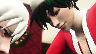 Hero's Christmas Threesome with Santa - Bakugo x Midoriya x Todoroki 3D Animation Parody - 4 image