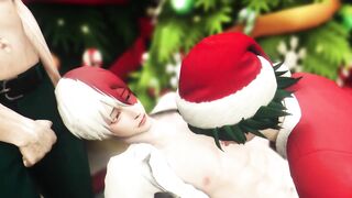 Hero's Christmas Threesome with Santa - Bakugo x Midoriya x Todoroki 3D Animation Parody - 5 image