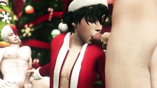 Hero's Christmas Threesome with Santa - Bakugo x Midoriya x Todoroki 3D Animation Parody - 8 image