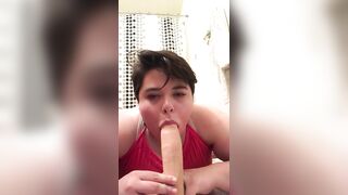 cute young femboy throats his dildo - 15 image