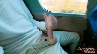 Risky BUS RIDE! Exhib twink burst a massive load in the backseat of a bus! - 14 image